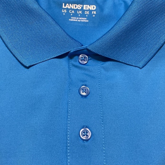 Lands’ End Turquoise Blue Men’s Small Quick Dry Men’s School Uniform Polo Shirt. - Picture 3 of 13